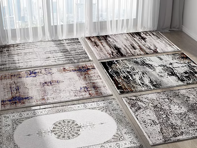 Elegant Square Rugs With Various Patterns For Stylish Home Interior Decor 3d model
