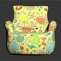 Vibrant Playful Accent Chair Featuring Colorful Round Shapes And Abstract Patterns