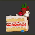 Delicious Layered Cake With Cream Strawberry And Green Leaf Decorations Alongside Small Colorful Candies