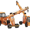 Orange Construction Utility Vehicle With Crane Arm And Heavy Duty Wheels