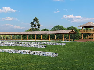 New Chinese-style Observation Decks Curved Observation Decks 3d model