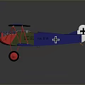 Vintage Blue Biplane Model with Red Wheels Yellow Propeller for Space and Aviation Enthusiasts