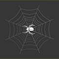 White Spider Resting On Intricate Spider Web Isolated On Dark Background 3d model