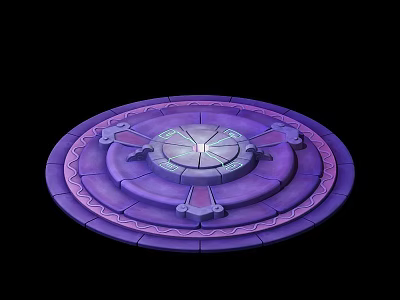 Purple Circular Multi layered Structure With Glowing Center And Geometric Ornamental Design 3d model