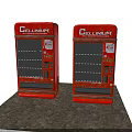 Two Red Cellinum Vending Machines With Retro Design And Front