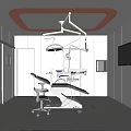 Modern Dental Clinic Interior With White Walls Dental Chair Surgical Lamp And TV Screen