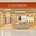 COSYROOM Shopping Mall Counter With Orange Signage And Product Display Shelves