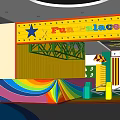 Fun Palace Bright Interior With Rainbow Elements Stars And Colorful Seats 3d model