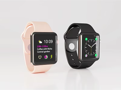 Smart Watch with Pink and Black Straps Featuring Screen Display Time Fitness Session Schedule 3d model
