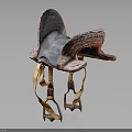 Vintage Leather Horse Saddle Equestrian Equipment With Carved Decorations And Straps