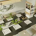 Modern Bubble Tea Shop Interior With White Cushions Green Plants And Seating Area