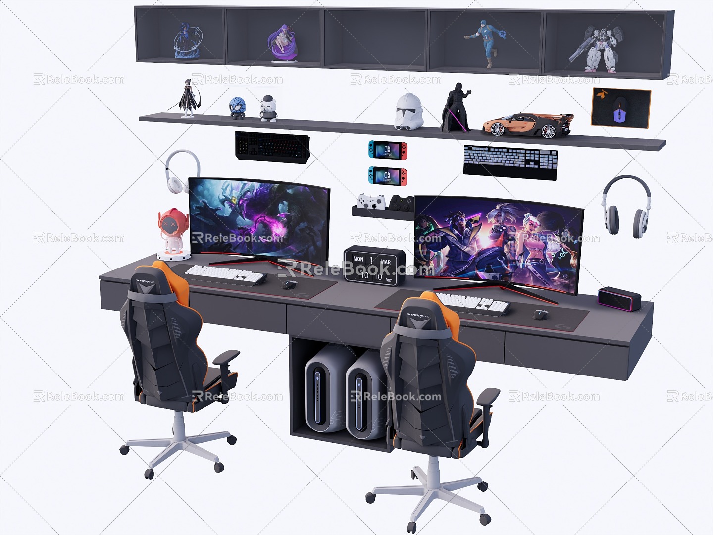 Modern Home Decoration E-sports Table and Chair Computer Table and Chair 3d model