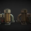 Vintage Industrial Mechanical Equipment With Pipes Valves And Motor Components