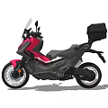 Red and Black Modern Motorcycle With Sporty Body Design And Rear Storage Box