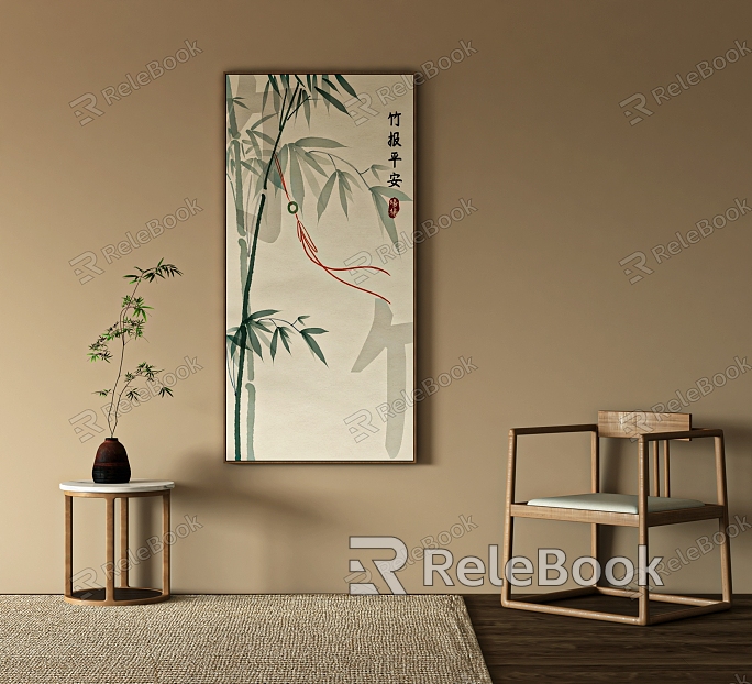 Decorative Painting Bamboo Hanging Painting Zen Hanging Painting Chair Green Planting Edge model