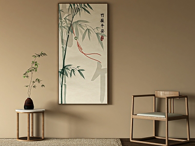 Decorative Painting Bamboo Hanging Painting Zen Hanging Painting Chair Green Planting Edge model