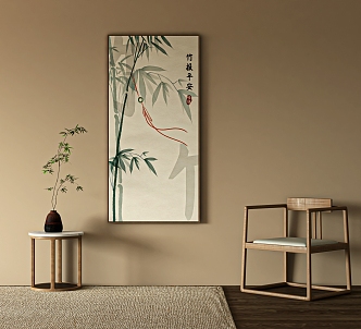 Decorative Painting Bamboo Hanging Painting Zen Hanging Painting Chair Green Planting Edge 3d model