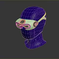 White VR Headset Showcased On Purple Mannequin Head With Modern Design