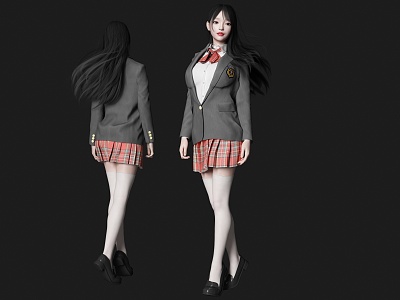 modern woman beauty figure jk school uniform girl miniskirt figure silk stockings figure long hair beauty jk beauty uniform campus goddess 3d model