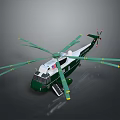 Green And White Helicopter Exterior With American Flag And Rotors Design