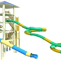 Colorful Water Slide Amusement Equipment With Tower Stairs And Observation Deck