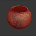 Handcrafted Terracotta Clay Pot With Ancient Wave Patterns And Surface Texture