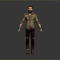 Male Adventurer Character With Khaki Shirt Ripped Pants And Brown Boots Design