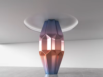 Modern Geometric Column With Purple And Pink Gradient Surface And Circular Ceiling Decoration On Top 3d model