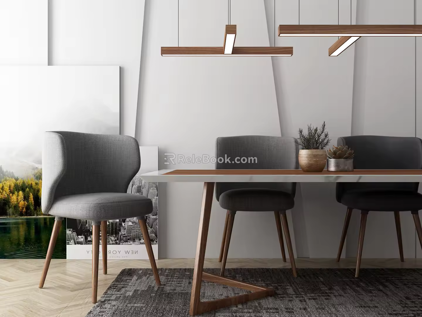 Modern Dining Table and Chair Combination Dining Table Combination 3d model