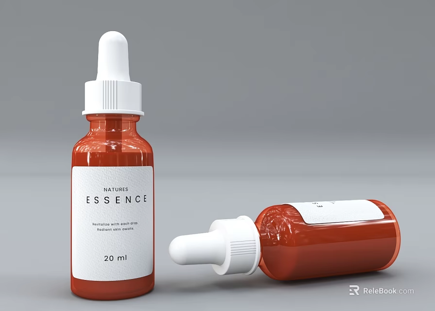 High Quality Red Bottle Cosmetic Nature Essence With Dropper Design 20 ml 3d model 