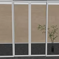Modern Glass Door With Metal Frame And Transparent Panels In Interior Space