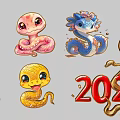 National Tide Year of the Snake Silhouette Year of the Snake Zodiac Snake Element Cartoon Snake Decoration Snake Beauty Element Year of the Snake Beauty 3d model