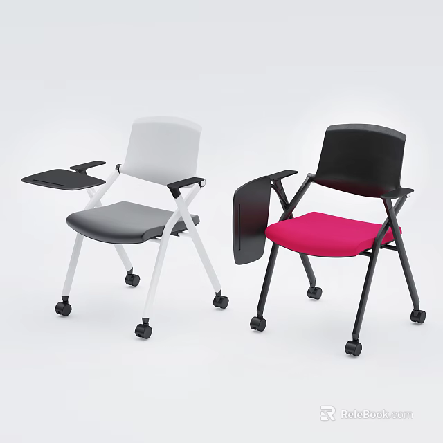 Modern Leisure Chairs With Wheels Armrests Featuring Different Colors White Gray Black Pink 3d model 