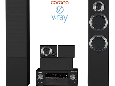Modern Home Audio Speaker System With Floor Standing Speakers Amplifier And Subwoofer 3d model