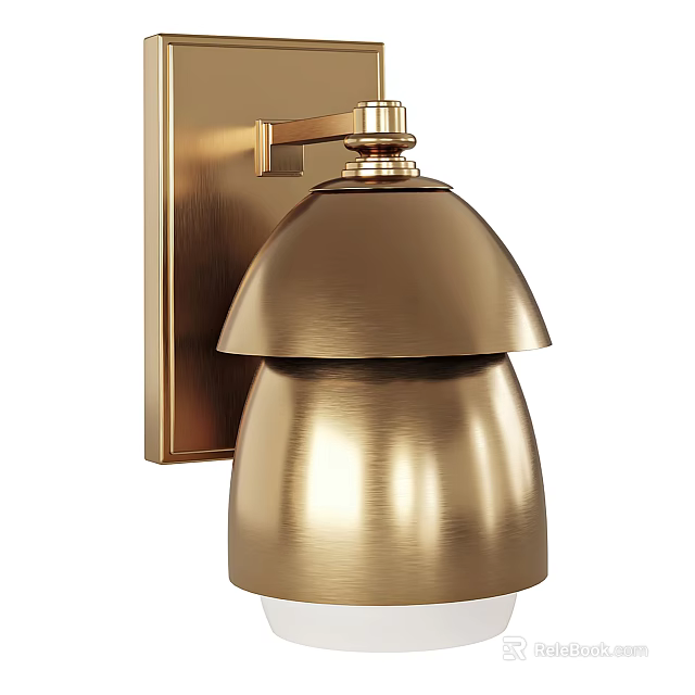 Golden Brass Wall Sconce With Double Stacked Dome Shades And Modern Design 3d model 