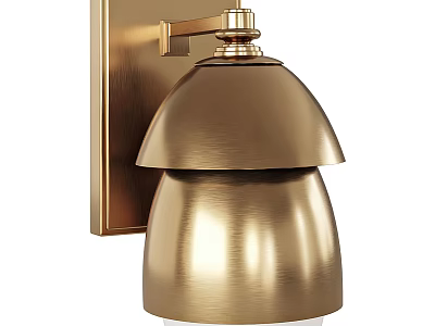Golden Brass Wall Sconce With Double Stacked Dome Shades And Modern Design 3d model