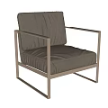 Single Sofa With Metal Frame Light Gray Fabric Modern Minimalist Design 3d model