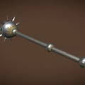 Medieval Metal Mace Weapon Featuring Spherical Head Sharp Spikes And Long Handle