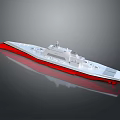 Modern Water Transport Vessel with White Hull Red Bottom and Upper Deck Structure 3d model