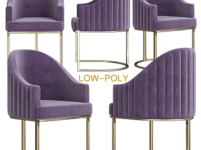 Modern Purple Velvet Single Chair With Gold Metal Legs And Stylish Design 3d model