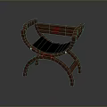 Classic Wooden Armchair Featuring Curved Armrests Black Cushion And Four Legged Design