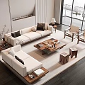 Quiet sofa tea table combination medieval furniture combination 3d model