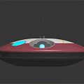 Pink And White Circular Device With Antenna Blue And Yellow Elements On Top