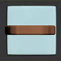 White Textured Stone Cube with Orange Border and Green Interior Pattern