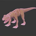 Pink Striped Dinosaur Model Standing on Black Smooth Surface with Reflection 3d model
