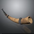 Handcrafted Traditional Horn With Intricate Silver Metal Accents And Polished Surface