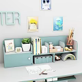 White Light Blue Desk With Shelf Storage Potted Plant Star Decorations And LIGHTER Letters