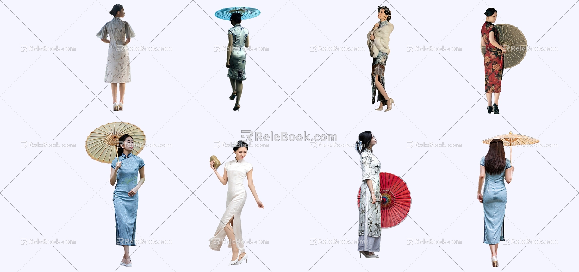 2D female model cheongsam domestic Chinese people 3d model