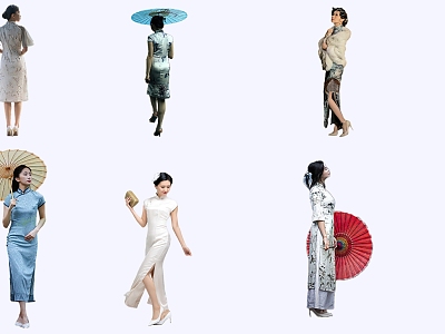 2D female model cheongsam domestic Chinese people 3d model