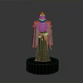 Man in Armor with Helmet Cape Shield and Sword on Black Base
